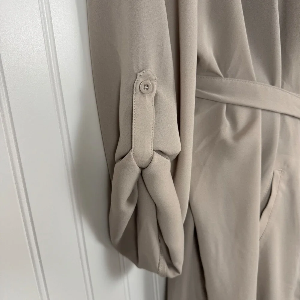 Torrid Trench Jacket Taupe Drape Front Roll Sleeve 3X 22-24 FLAW nwt Classic